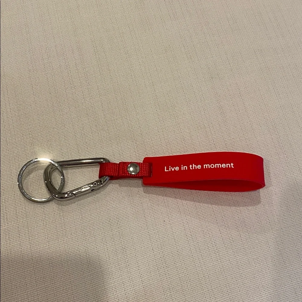 Lululemon Red Silicone Keychain | Red Keychain with Silver Clip - Picture 2 of 5